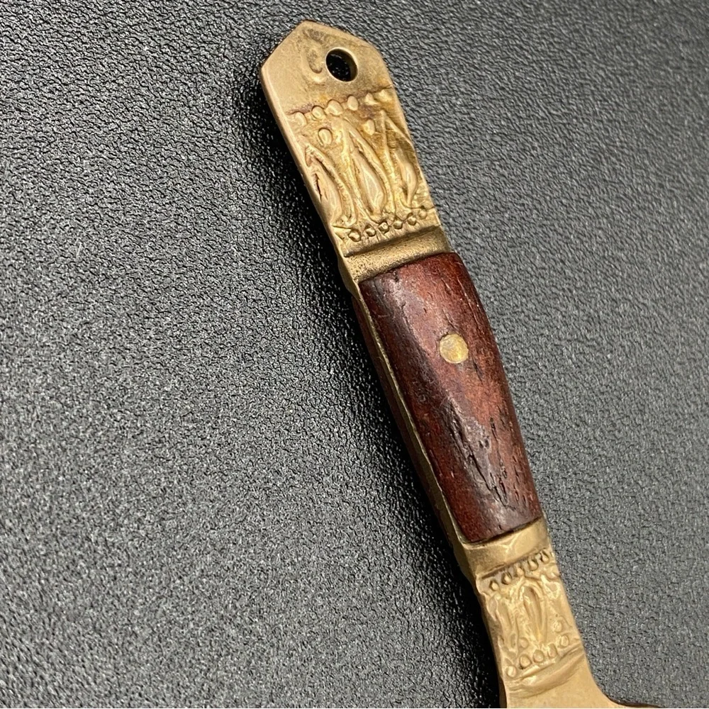 Vintage Bronze and Wood Tiny Spoon 2.5in